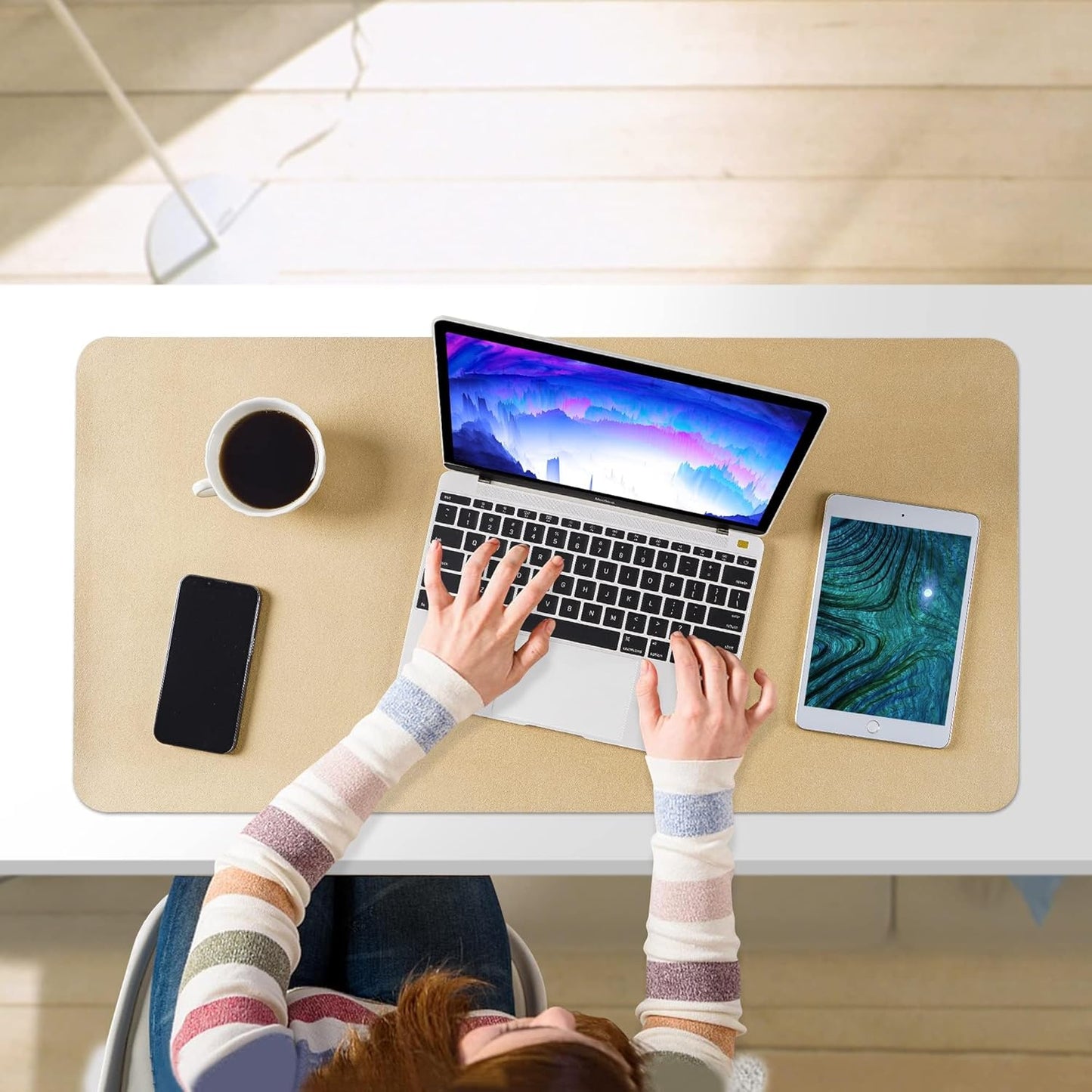 Leather Mouse Pad Desk Mat, Microfiber Leather Desk Pad Large Mouse Pad, Waterproof Desk Mat for Desktop （31"X15.7" Dark Brown）