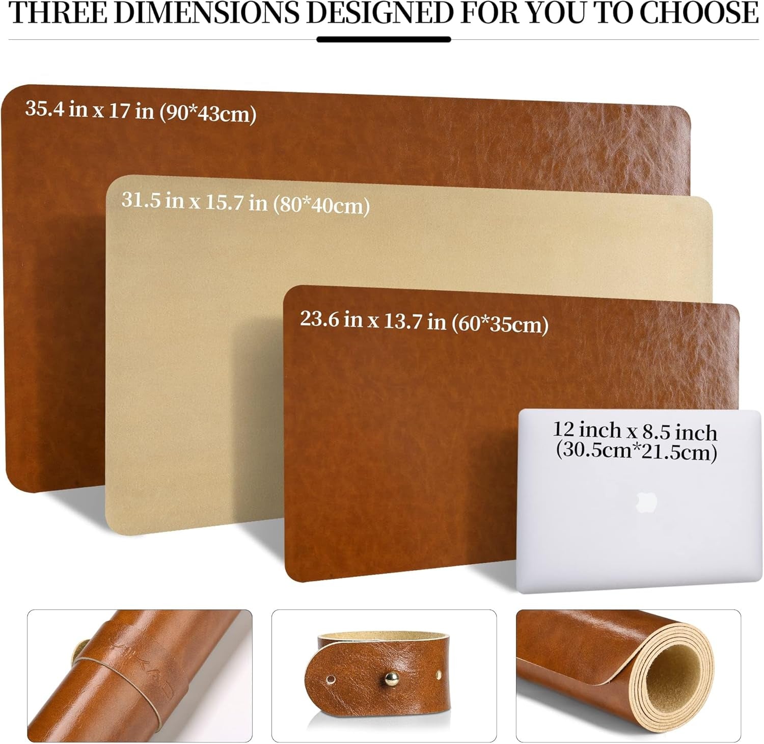 Leather Mouse Pad Desk Mat, Microfiber Leather Desk Pad Large Mouse Pad, Waterproof Desk Mat for Desktop （31"X15.7" Dark Brown）