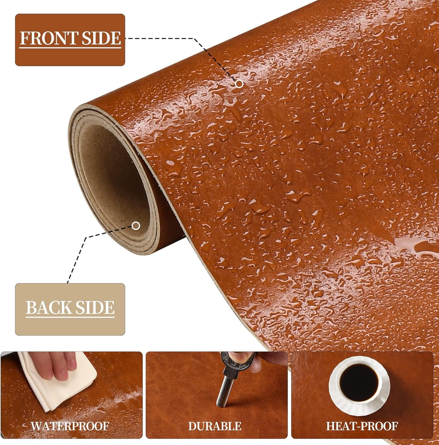 Leather Mouse Pad Desk Mat, Microfiber Leather Desk Pad Large Mouse Pad, Waterproof Desk Mat for Desktop （31"X15.7" Dark Brown）